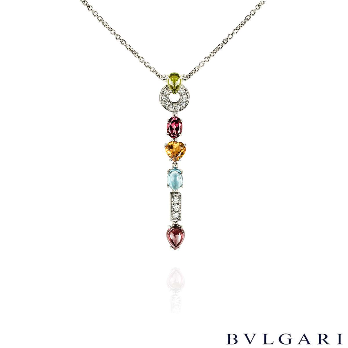 Bvlgari 18k White Gold Multi-Gem Set Allegra Necklace CL853229